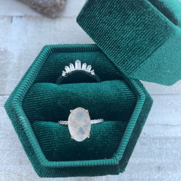 925 SS Raw Moonstone Stacking Ring Set - Picture 6 of 16